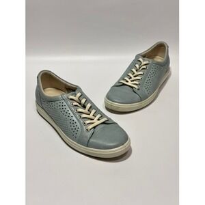 ECCO Soft 7 Perforated Leather Sneakers Women's Size 7‎ Blue Lace Up Comfort
